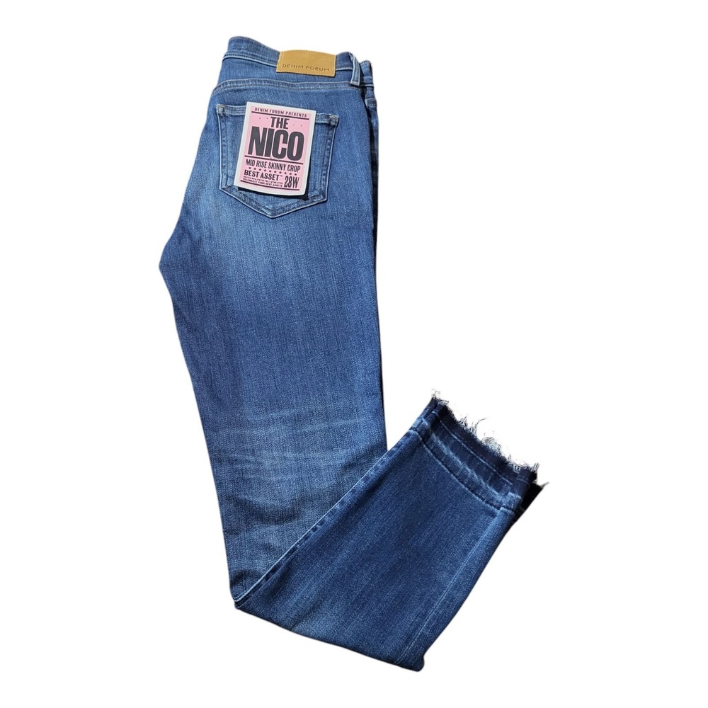 Denim Forum Aritzia The Nico Mid Rise Skinny Crop‎ Raw Released Hems Size 28 - Picture 10 of 11